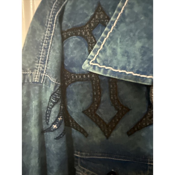 ROAR Signature Edition 2X Button Up Western Shirt Turquoise Black Embroidered - Picture 6 of 9